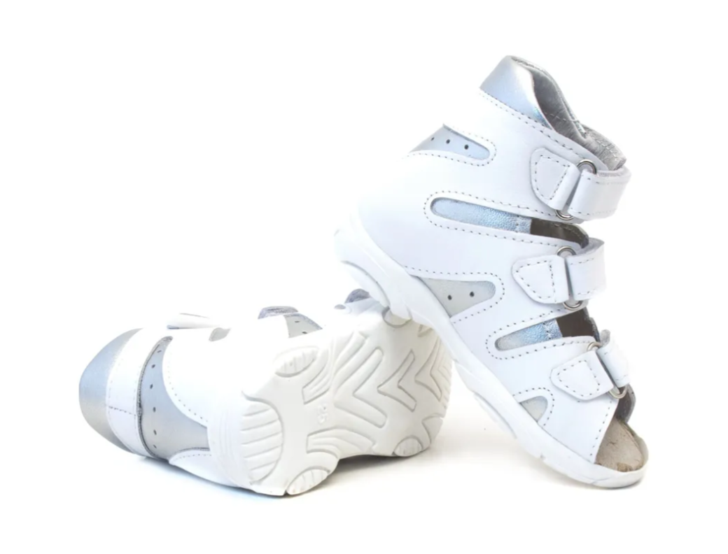 Сандалии ортопедические детские с открытым носом Орфея Б2-166-011-261-1 цвет белый/серебро  фото 4