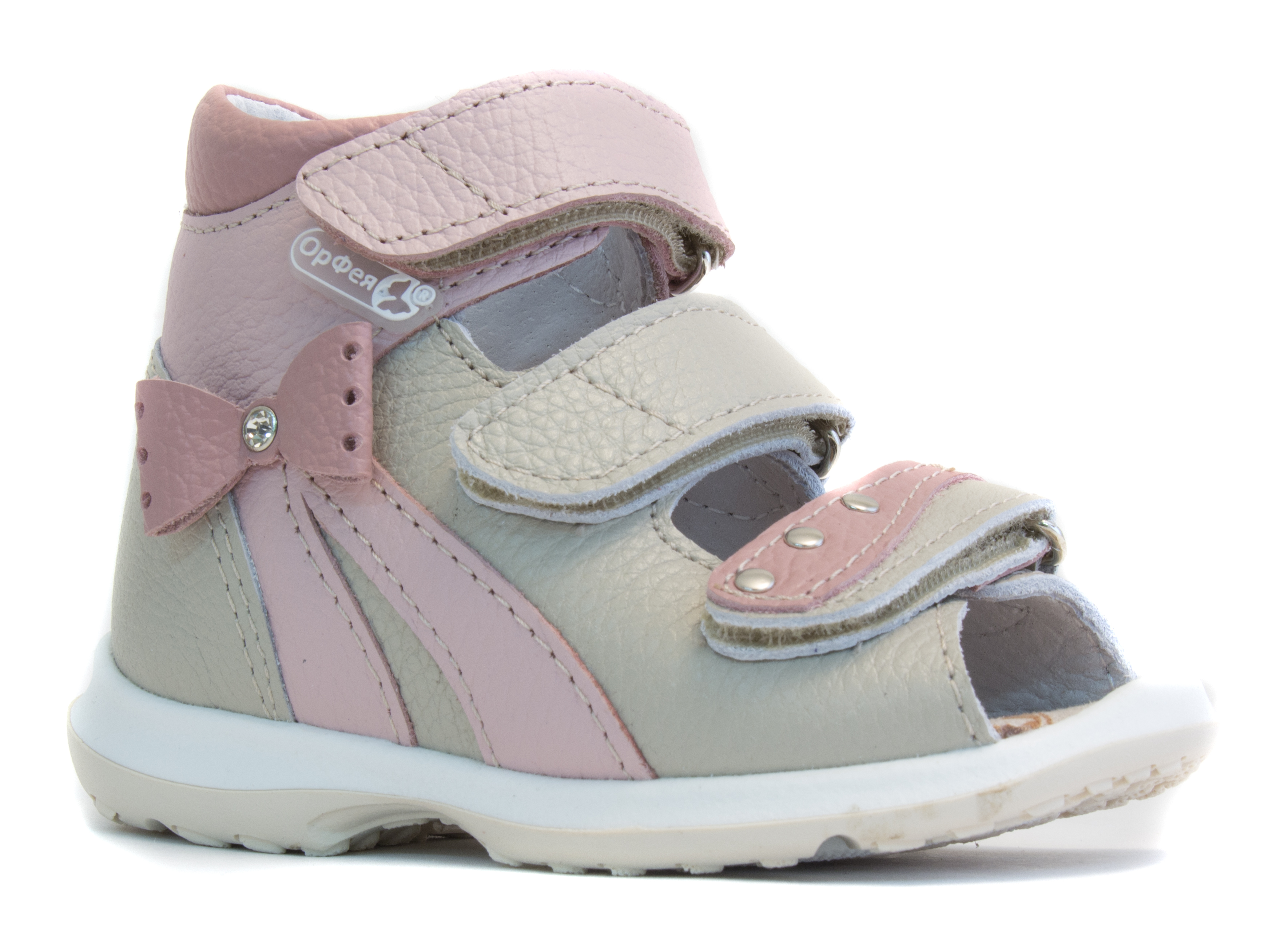 Сандалии  с открытым носом Б2-160-056-103-1 бежевый/розовый фото 3