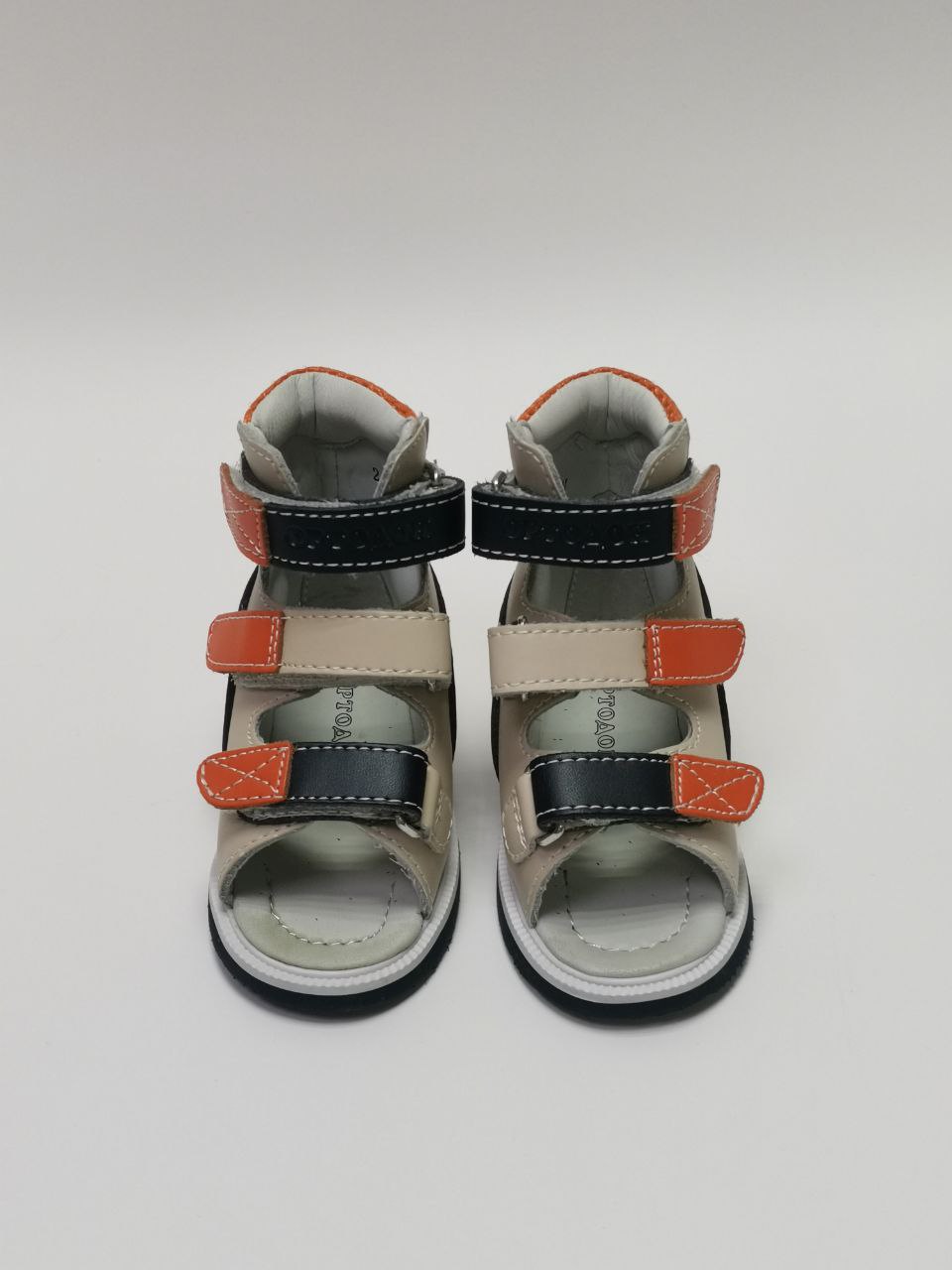 Сандалии антиварусные  молочный/оранжевый/т. синий   2222AV фото 5